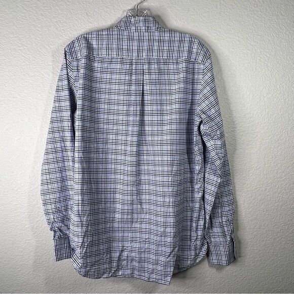 J. McLaughlin Mens Button Up Shirt Plaid Long Sleeve Modern Fit Gray Blue Medium - Picture 5 of 6